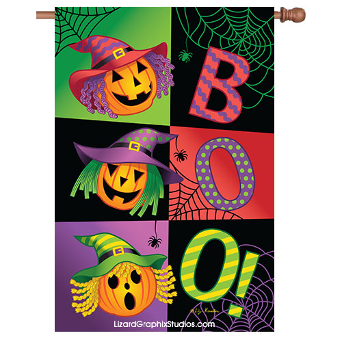 Halloween Boo Jack O'Lanterns Reversible House Flag