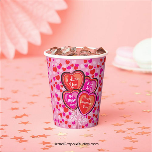 Valentine Heart Balloons Paper Party Cups