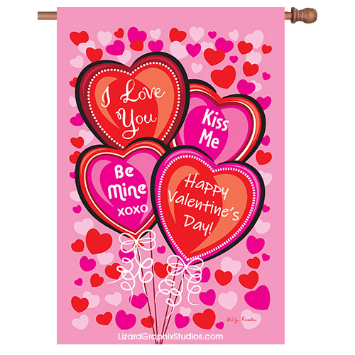 Valentine Balloons Reversible House Flag